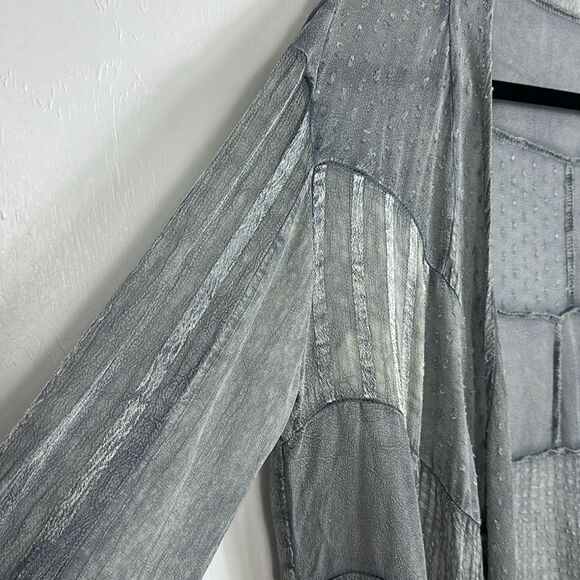 Young Threads Viscose Gray Patchwork Lightweight Cardigan Size M - Picture 3 of 10